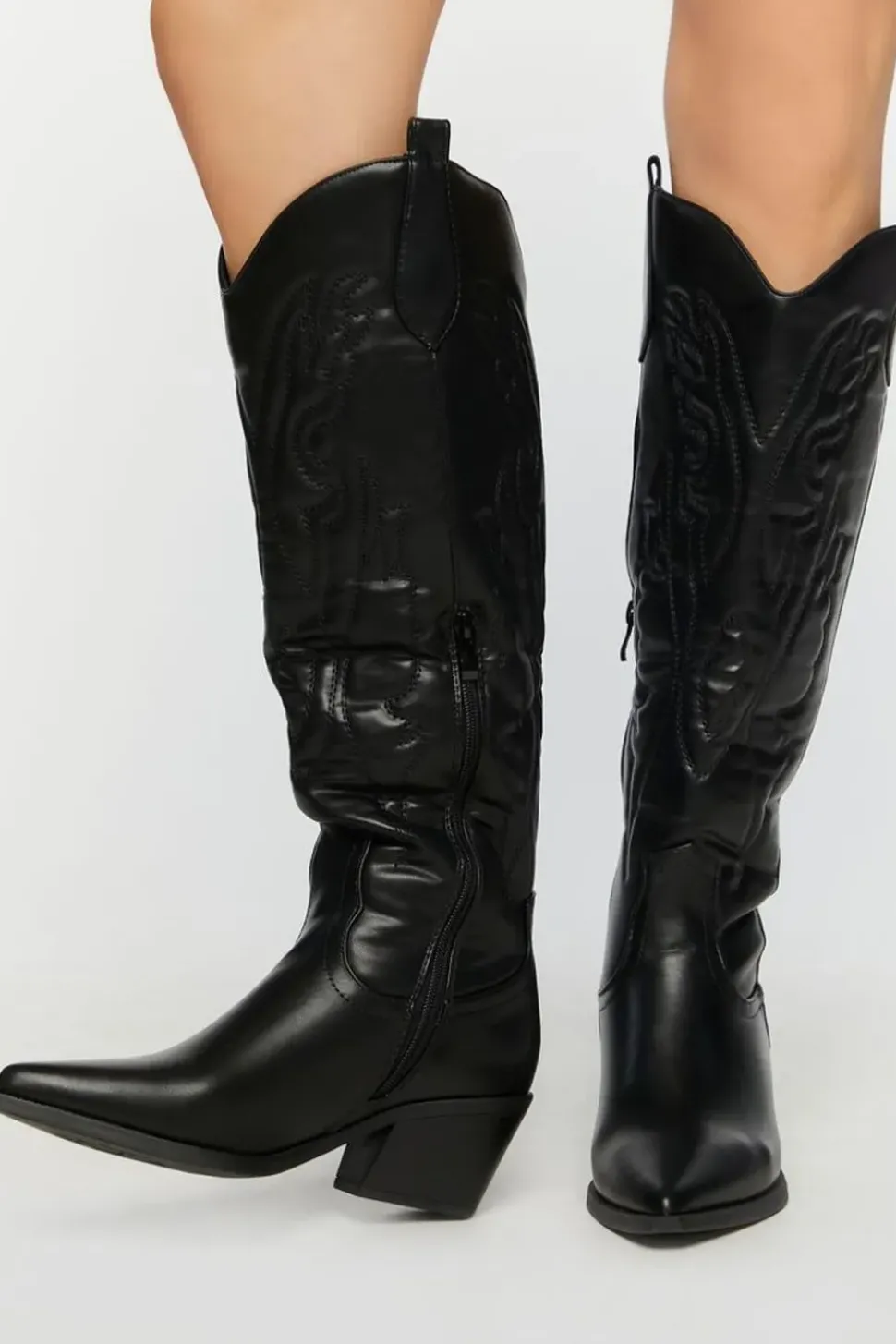 Faux Leather Cowboy Boots