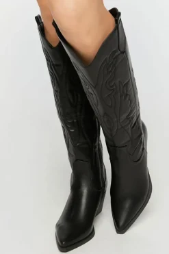 Faux Leather Cowboy Boots