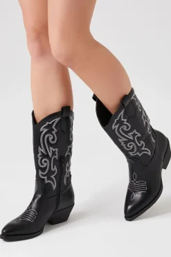 Faux Leather Cowboy Boots