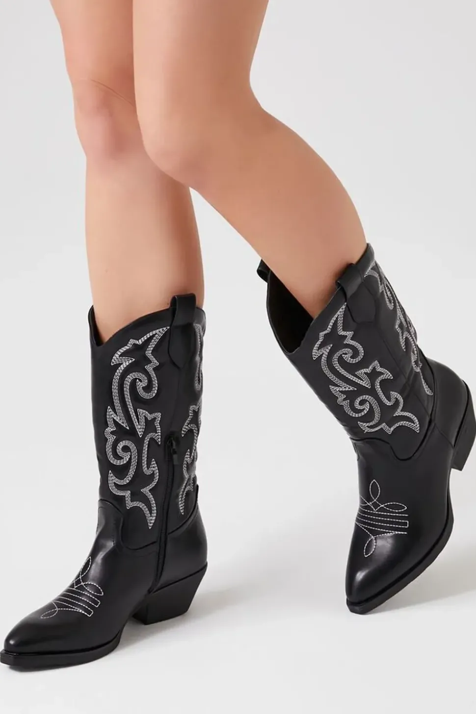 Faux Leather Cowboy Boots