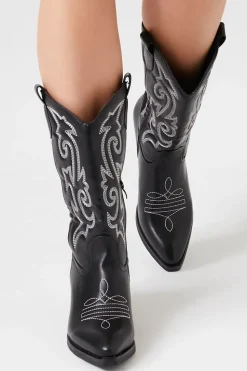 Faux Leather Cowboy Boots