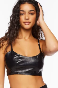 Faux Leather Cropped Cami