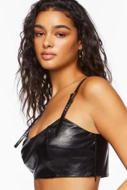 Faux Leather Cropped Cami