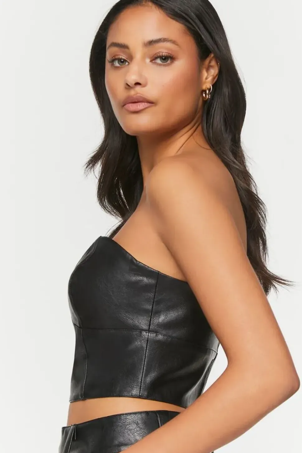 Faux Leather Cropped Tube Top