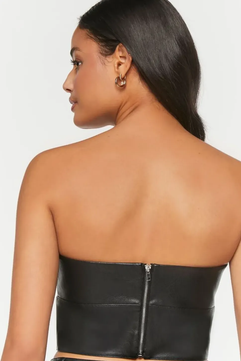 Faux Leather Cropped Tube Top