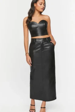 Faux Leather Cropped Tube Top