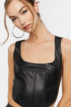 Faux Leather Crop Top & Skirt Set