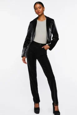 Faux Leather Crosshatch Blazer