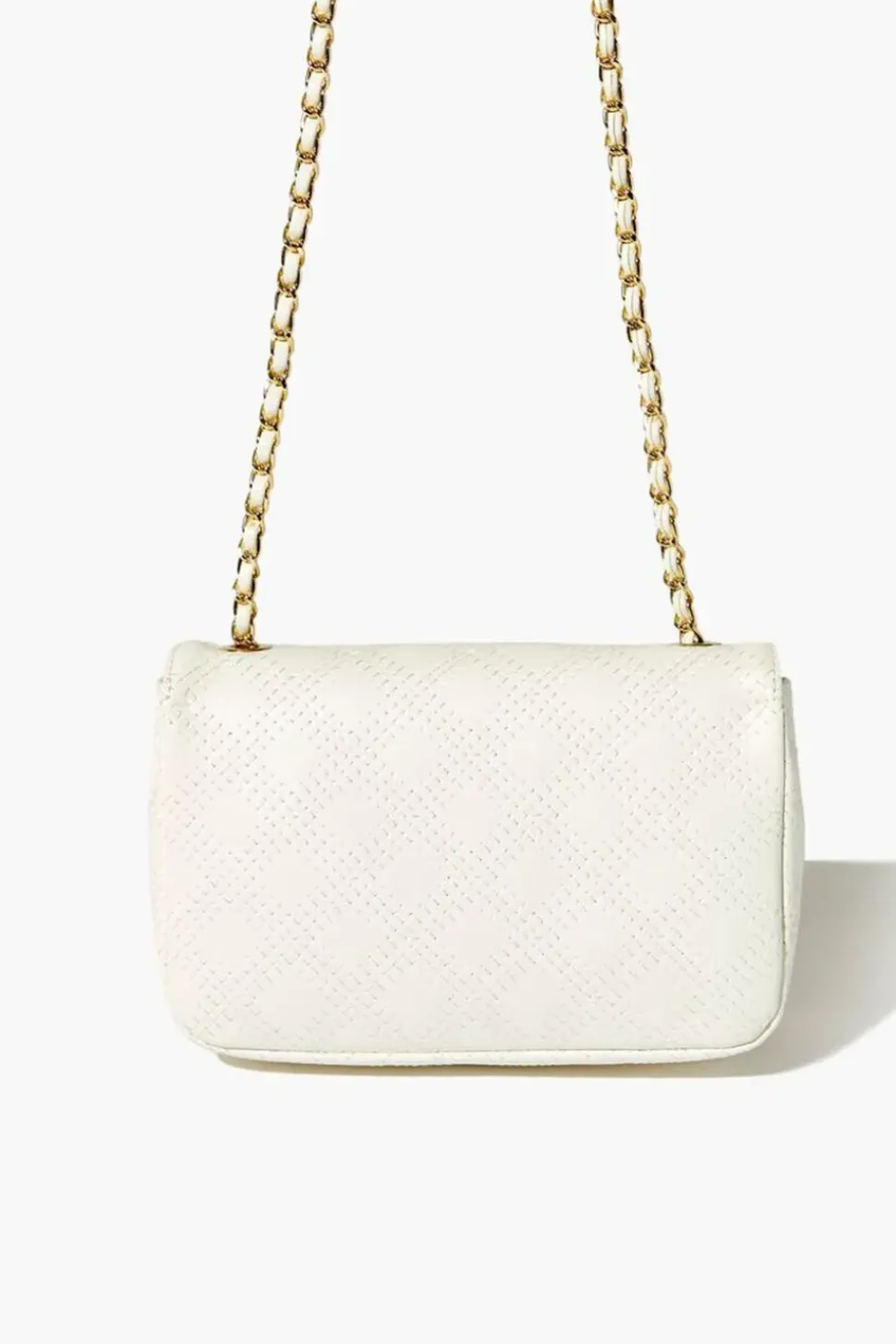 Faux Leather Crosshatch Crossbody Bag