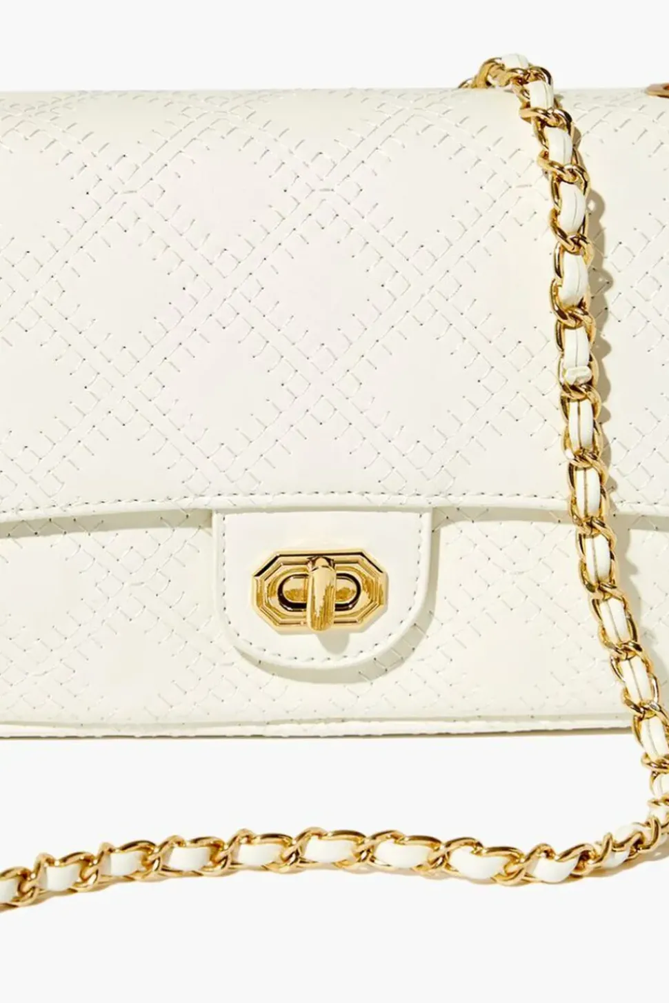 Faux Leather Crosshatch Crossbody Bag