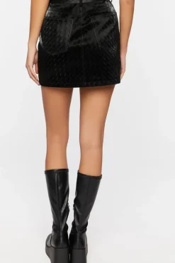 Faux Leather Crosshatch Mini Skirt