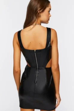 Faux Leather Cutout Mini Dress