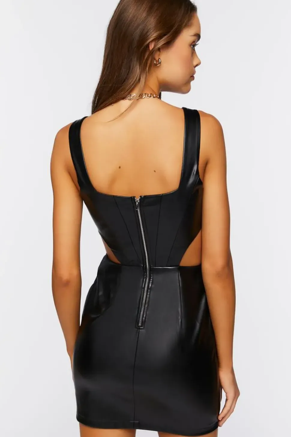 Faux Leather Cutout Mini Dress