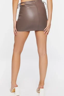Faux Leather Cutout Mini Skirt