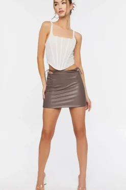 Faux Leather Cutout Mini Skirt