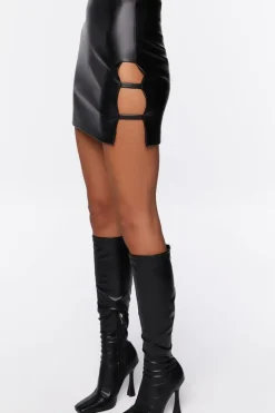 Faux Leather Cutout Mini Skirt