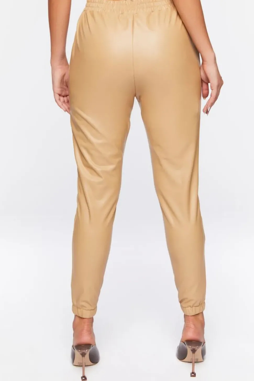 Faux Leather Drawstring Joggers