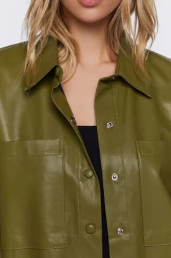Faux Leather Drop-Sleeve Shacket