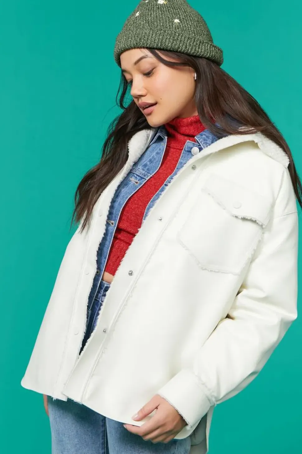 Faux Leather & Faux Shearling Jacket