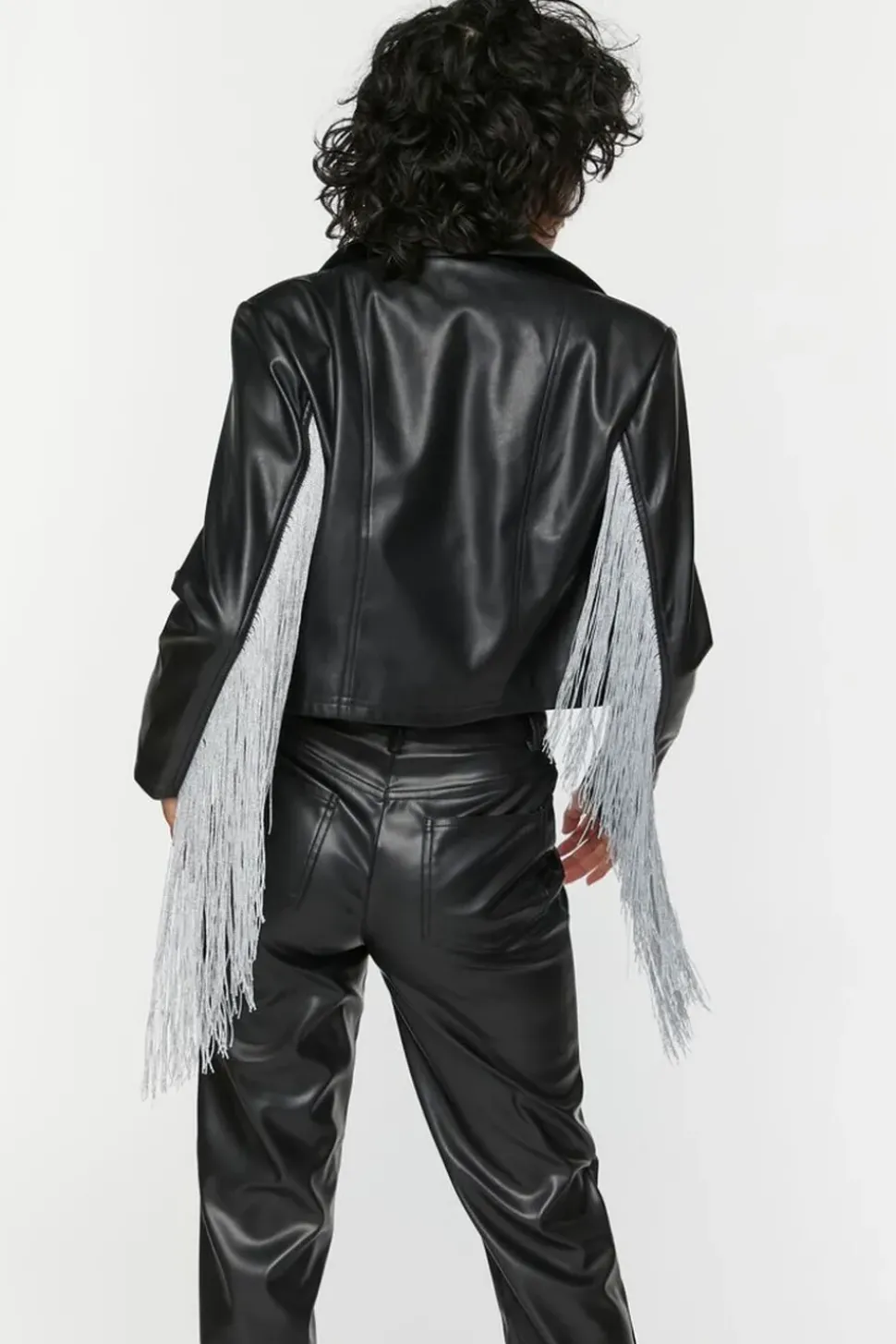 Faux Leather Fringe Moto Jacket