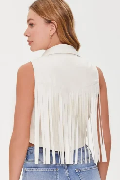 Faux Leather Fringe Moto Vest