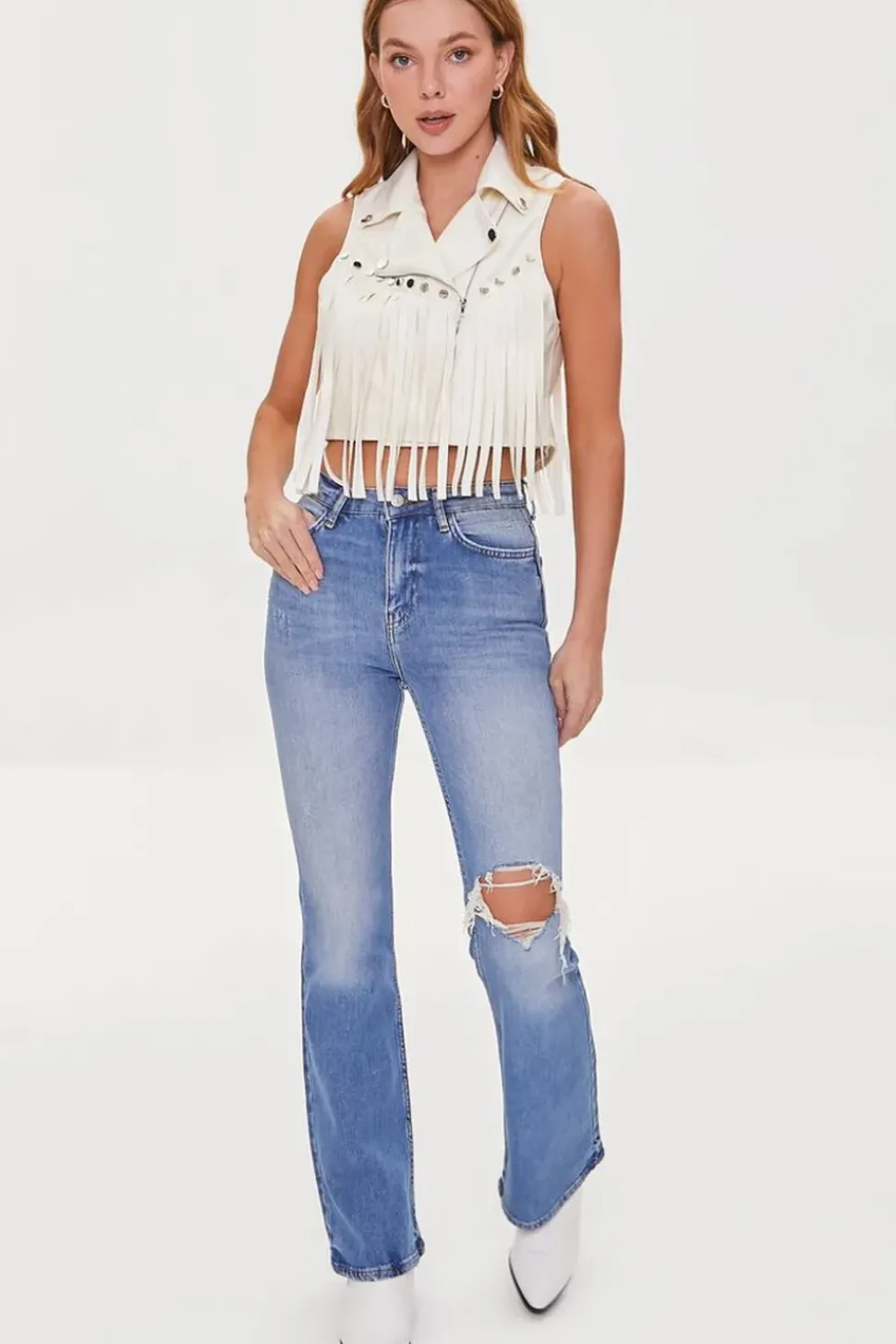Faux Leather Fringe Moto Vest
