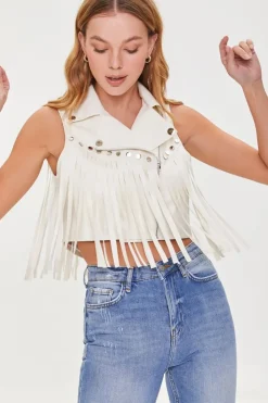 Faux Leather Fringe Moto Vest