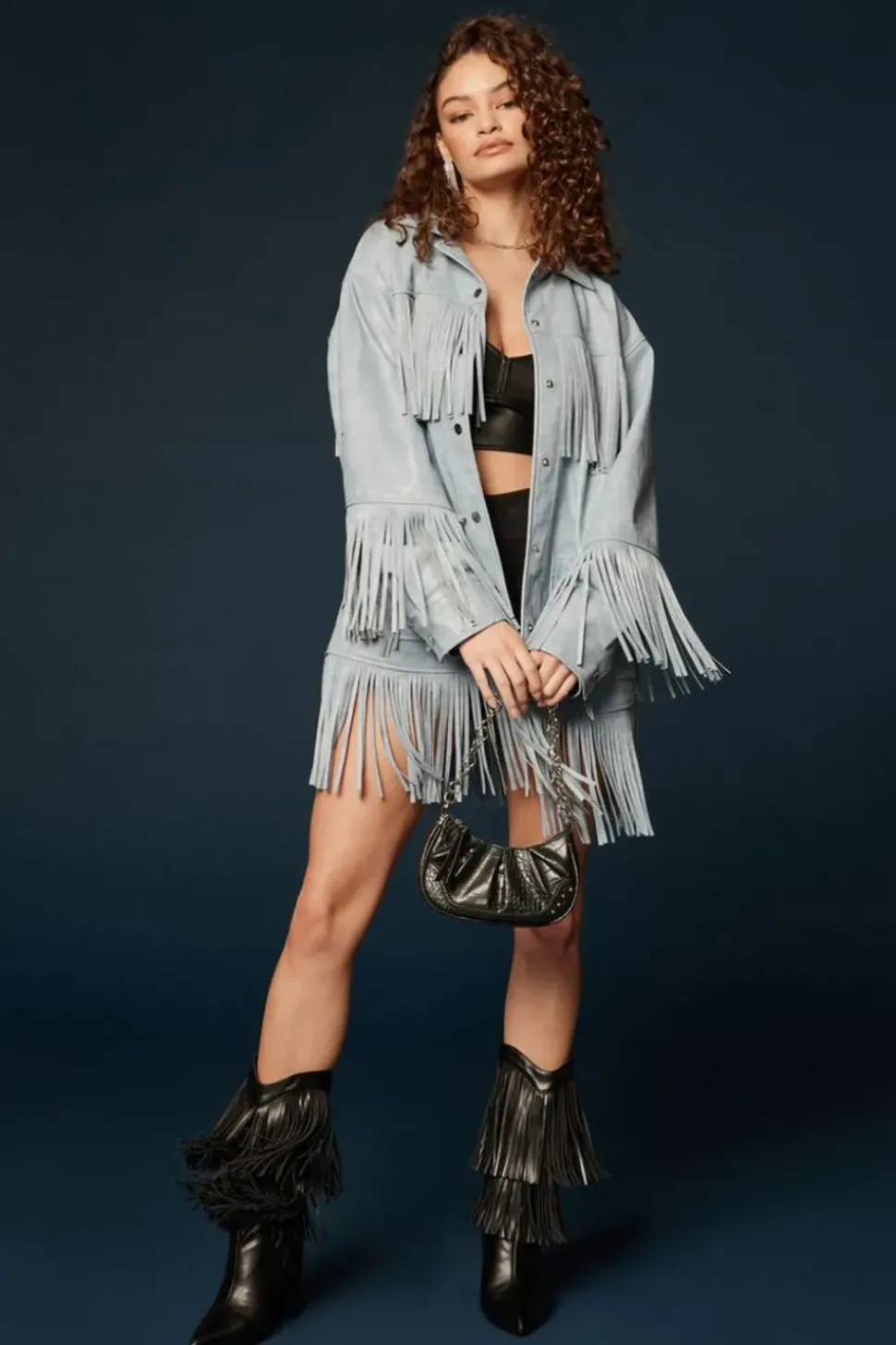 Faux Leather Fringe Shacket