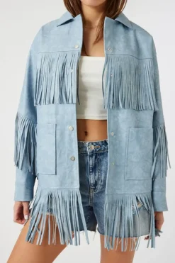 Faux Leather Fringe Shacket