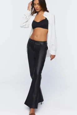 Faux Leather High-Rise Flare Pants