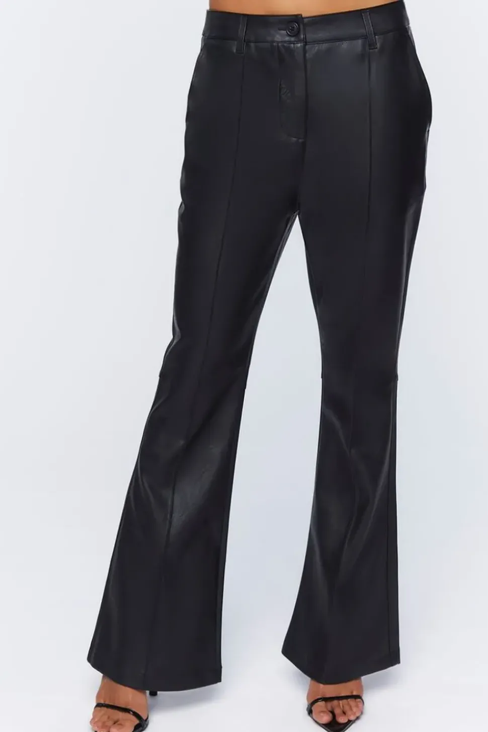 Faux Leather High-Rise Flare Pants