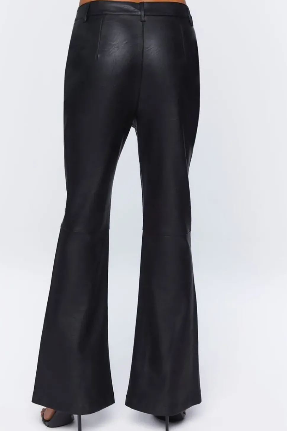 Faux Leather High-Rise Flare Pants