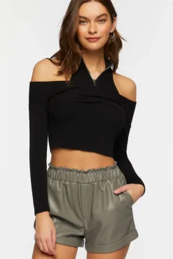 Faux Leather High-Waist Shorts