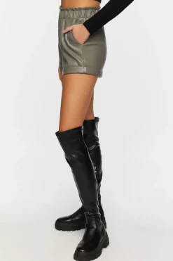 Faux Leather High-Waist Shorts