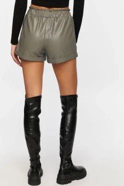 Faux Leather High-Waist Shorts