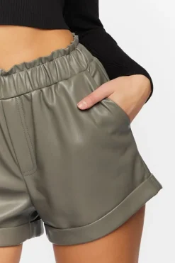 Faux Leather High-Waist Shorts