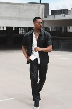 Faux Leather Joggers