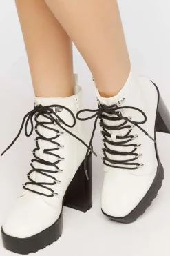 Faux Leather Lace-Up Booties