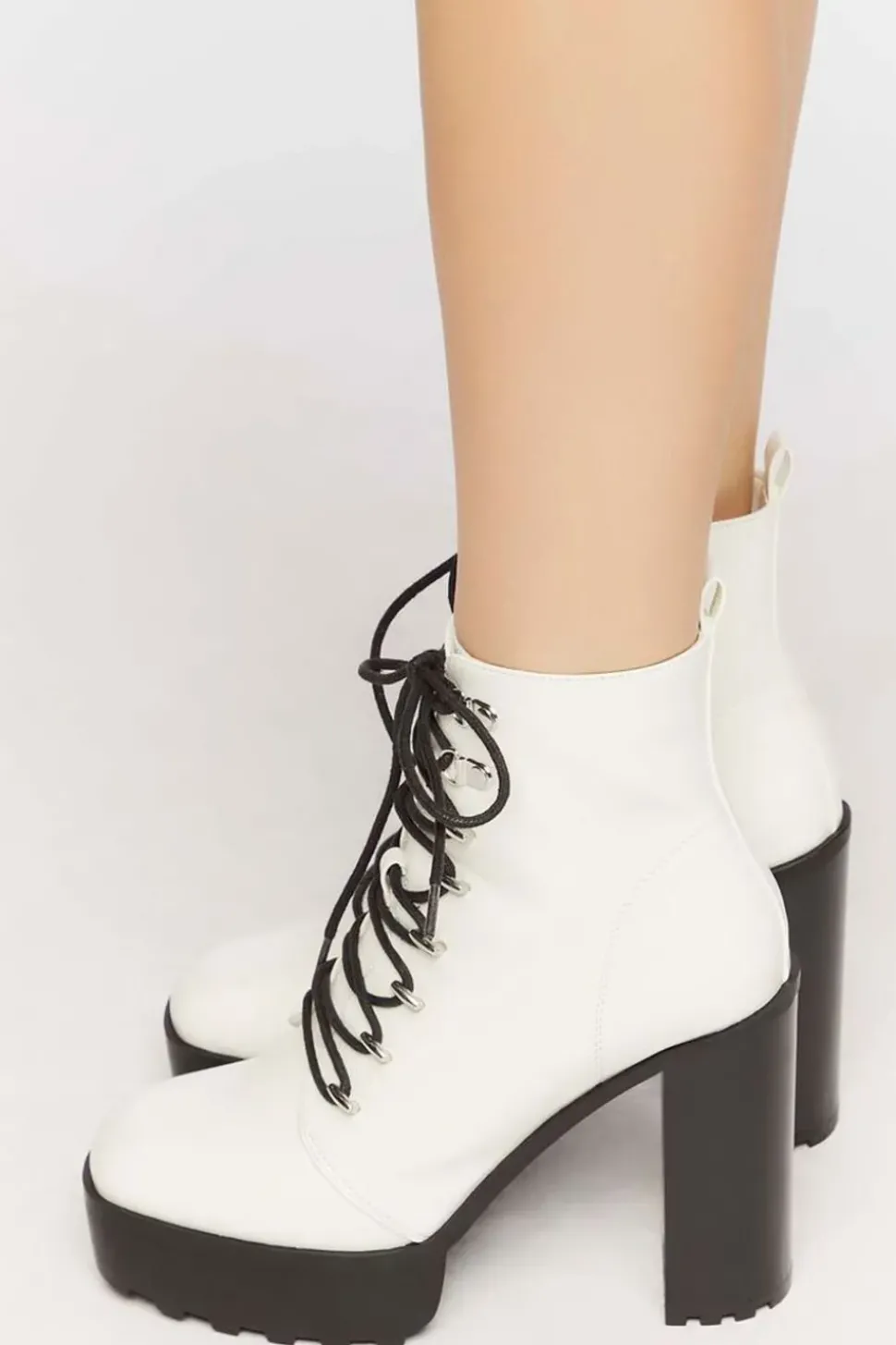Faux Leather Lace-Up Booties