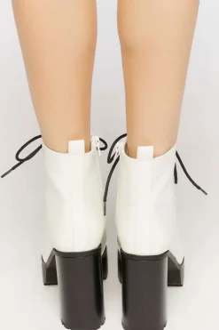 Faux Leather Lace-Up Booties