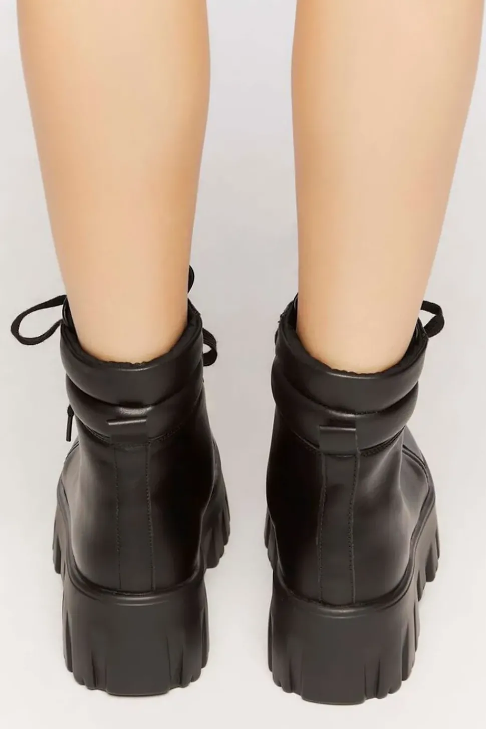 Faux Leather Lace-Up Combat Boots