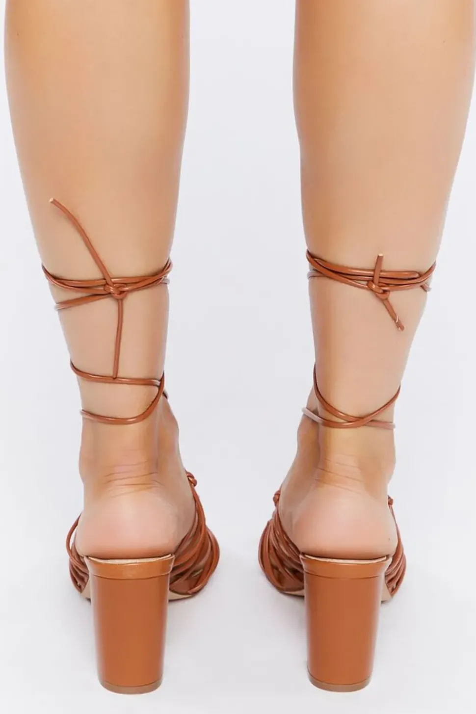Faux Leather Lace-Up Heels