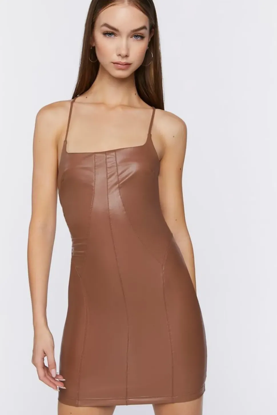 Faux Leather Lace-Up Mini Dress