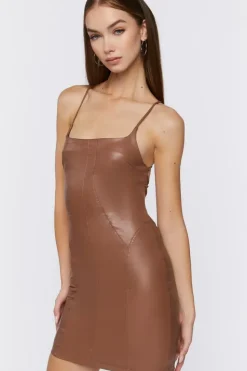 Faux Leather Lace-Up Mini Dress
