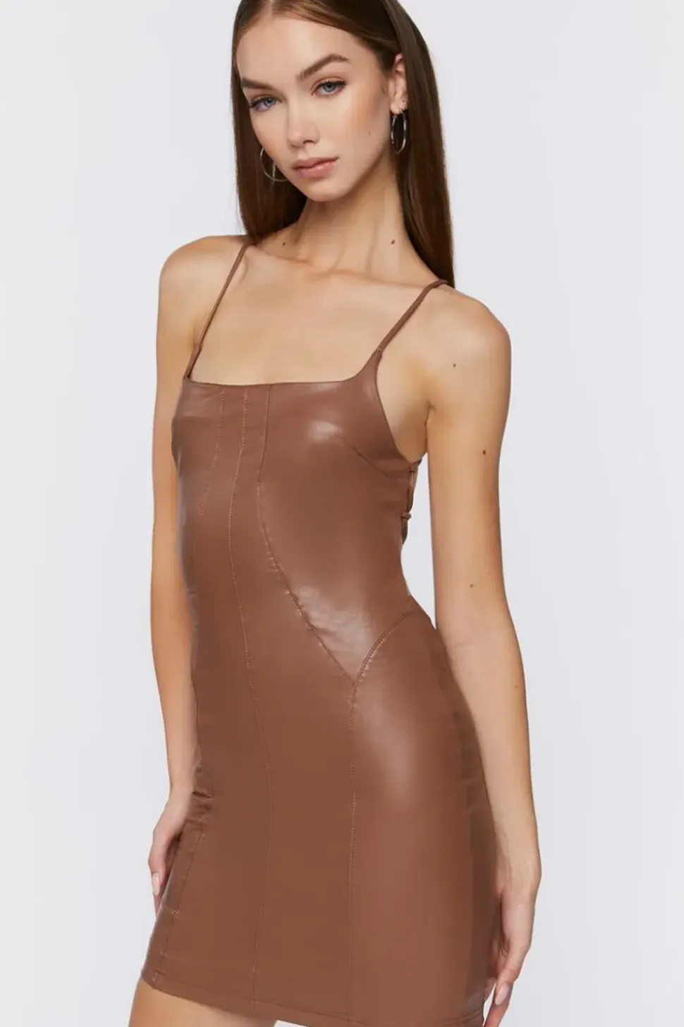 Faux Leather Lace-Up Mini Dress