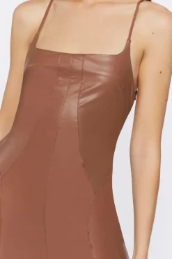 Faux Leather Lace-Up Mini Dress