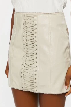 Faux Leather Lace-Up Mini Skirt