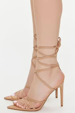 Faux Leather Lace-Up Stiletto Heels