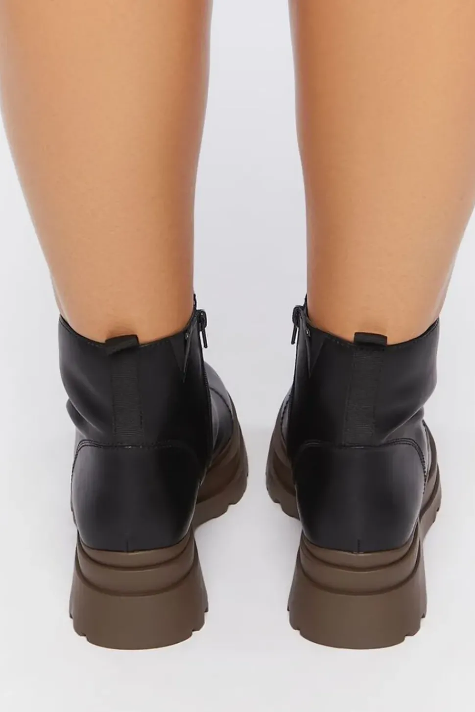 Faux Leather Lug Booties (Wide)