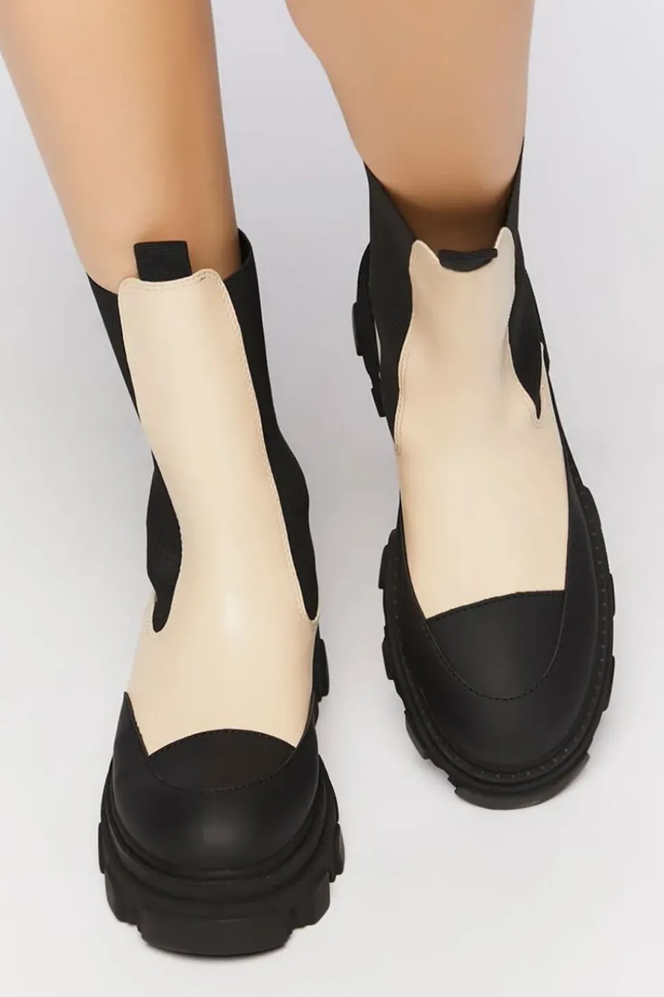Faux Leather Lug Chelsea Boots